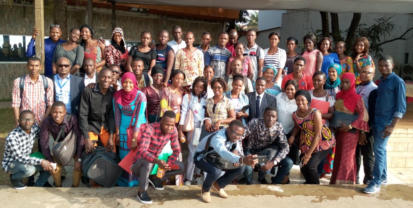 Group of Guinean students standing for group photo